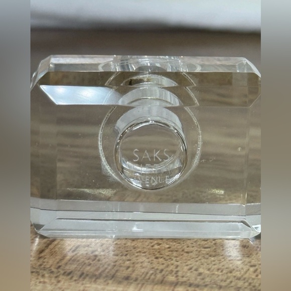 Saks Fifth Ave Crystal Cut Perfume Bottles Lot Of 3 Geometric Facets Signed Rare - Picture 4 of 12